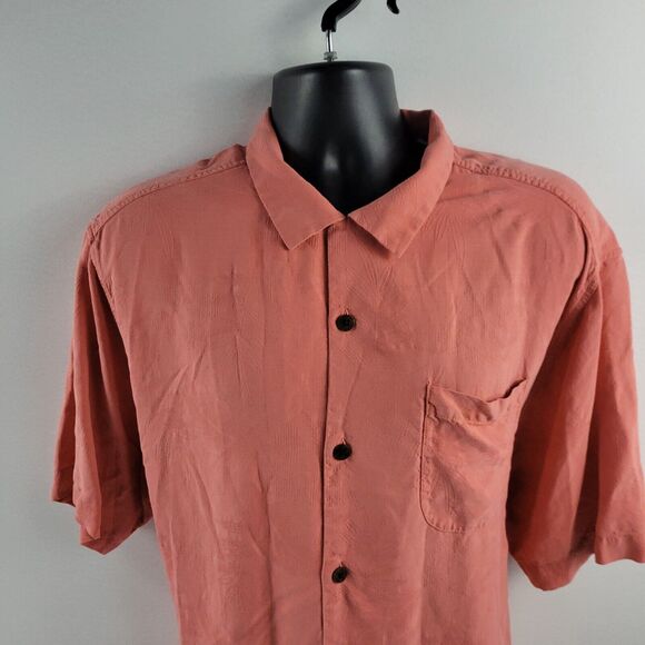 Tommy Bahama Silk short sleeve button down shirt XL salmon 3156 - Picture 2 of 12